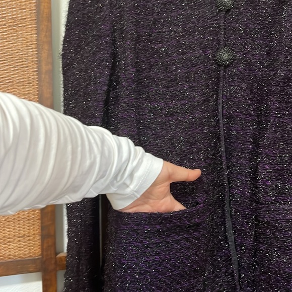 St. John Couture Purple Sparkly Cardigan size 14 - Picture 5 of 7